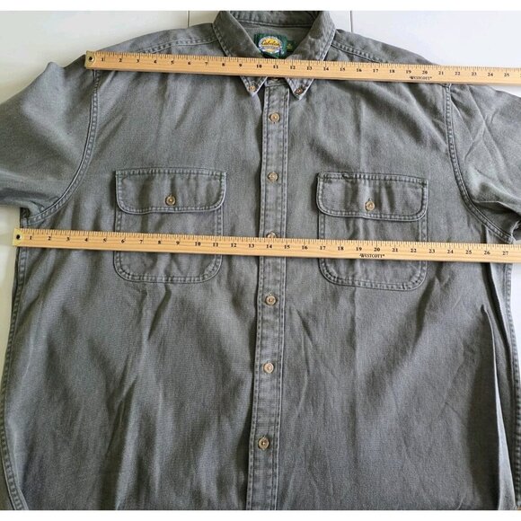 Cabela's Shirt Men XLT Military Green Denim LS Buttons Pockets Cotton Outdoors - Picture 4 of 16